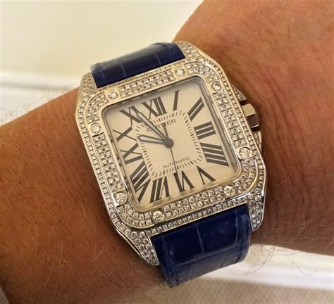 cartier santos diamond ladies watch